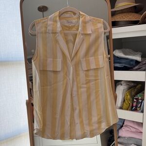 Frame Denim Yellow and White Striped sleeveless top